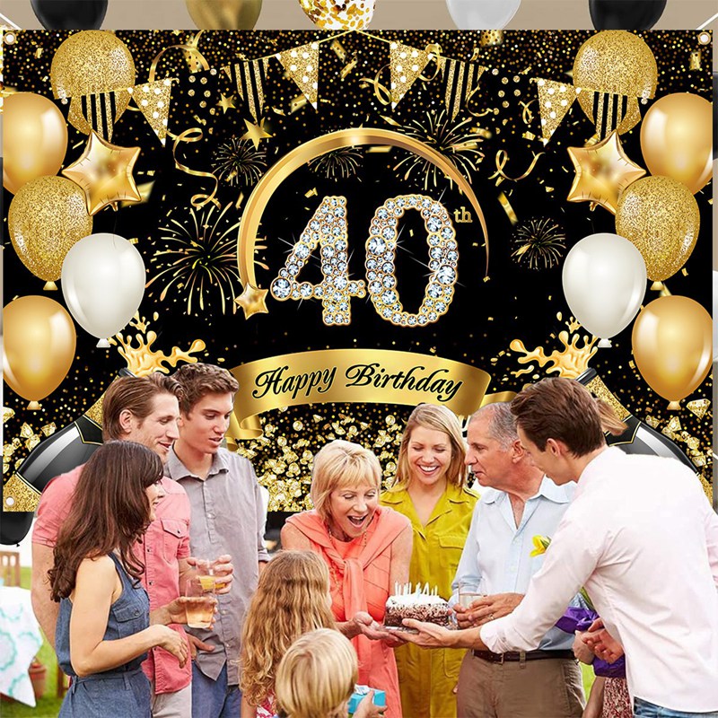 Happy 30th 40th 50th Birthday  - Party Banner Gold avis et prix
