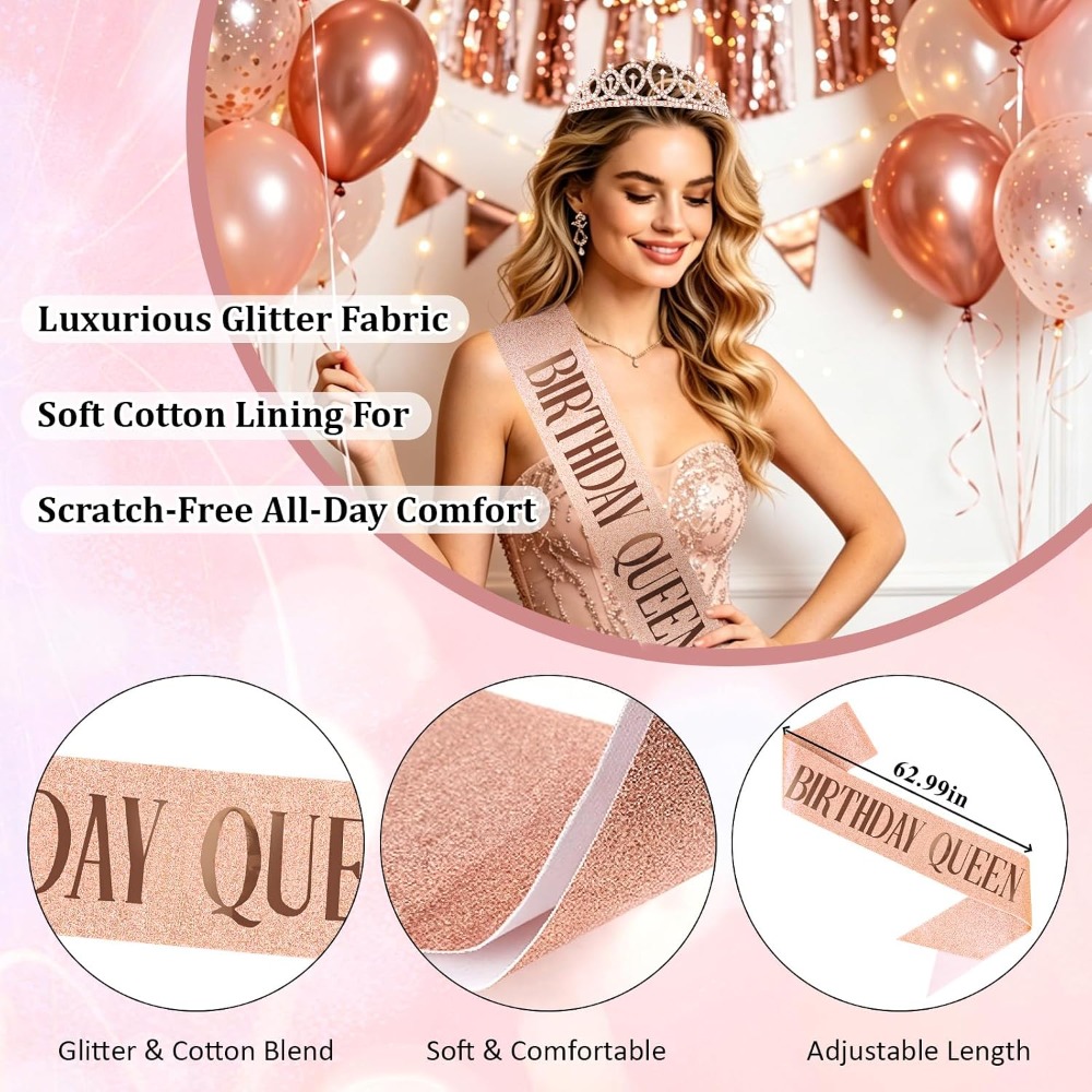 Rose Gold Birthday Queen Sash  - Birthday Sash Glitter avis et prix