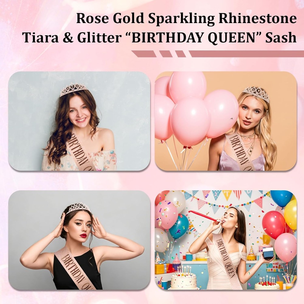 Rose Gold Birthday Queen Sash  - Birthday Sash Glitter avis et prix