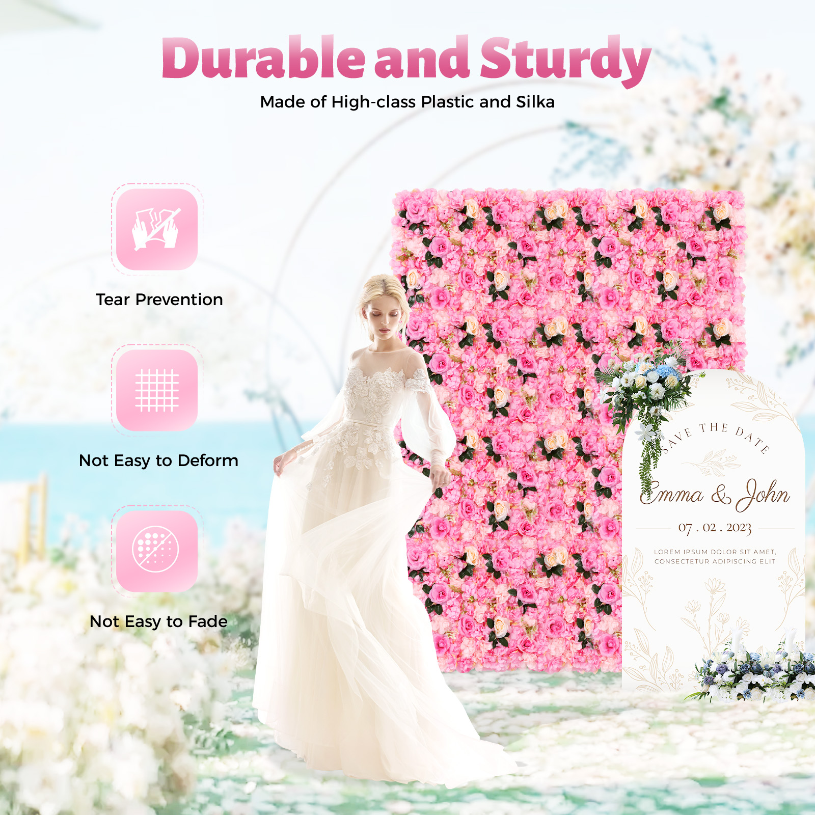 12Pcs Realistic Fake Flower Wa - Flower Wall Panel avis et prix