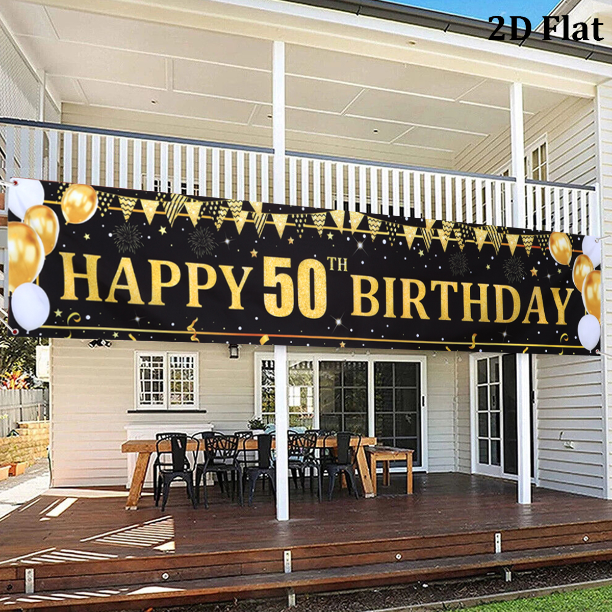 Black Gold Balloons Flags Happ - Party Banner Gold avis et prix