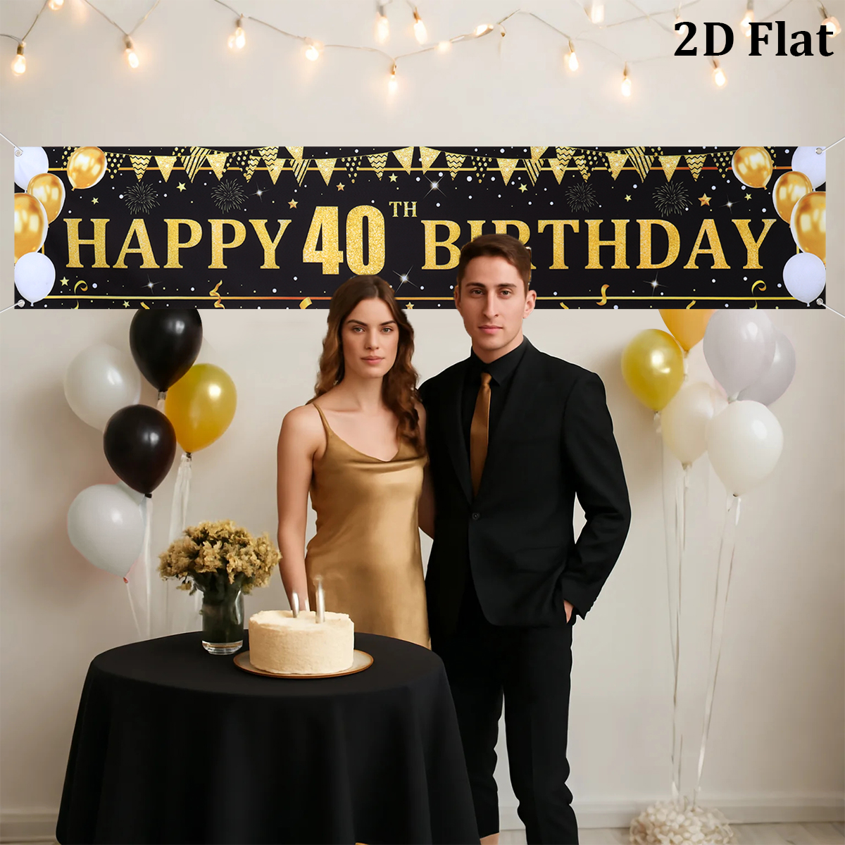 Black Gold Balloons Flags Happ - Party Banner Gold avis et prix