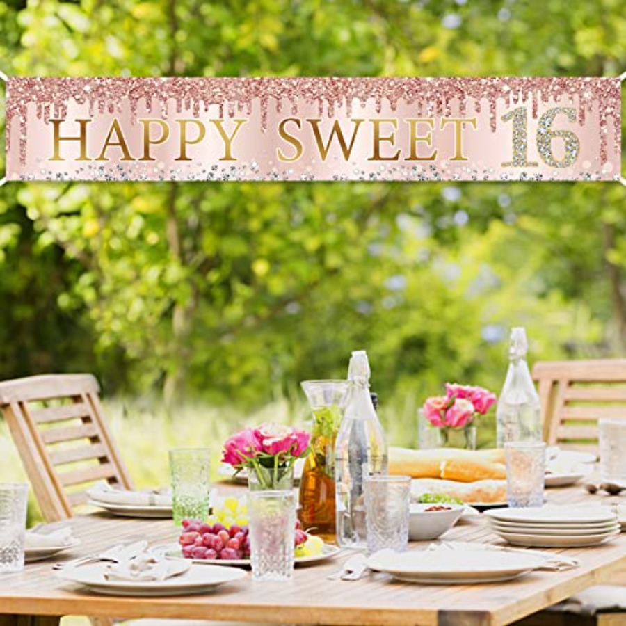 Sweet 16th Birthday Banner Dec - Party Banner Gold avis et prix