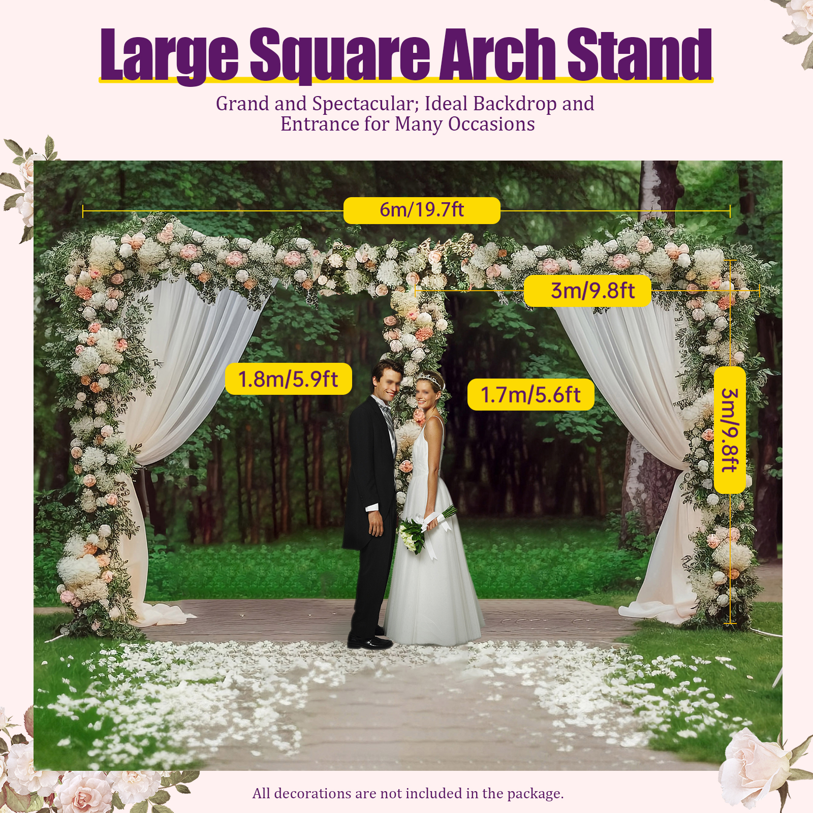 3x6m/10x20ft Metal Wedding Arc - Balloon Arch Kit avis et prix