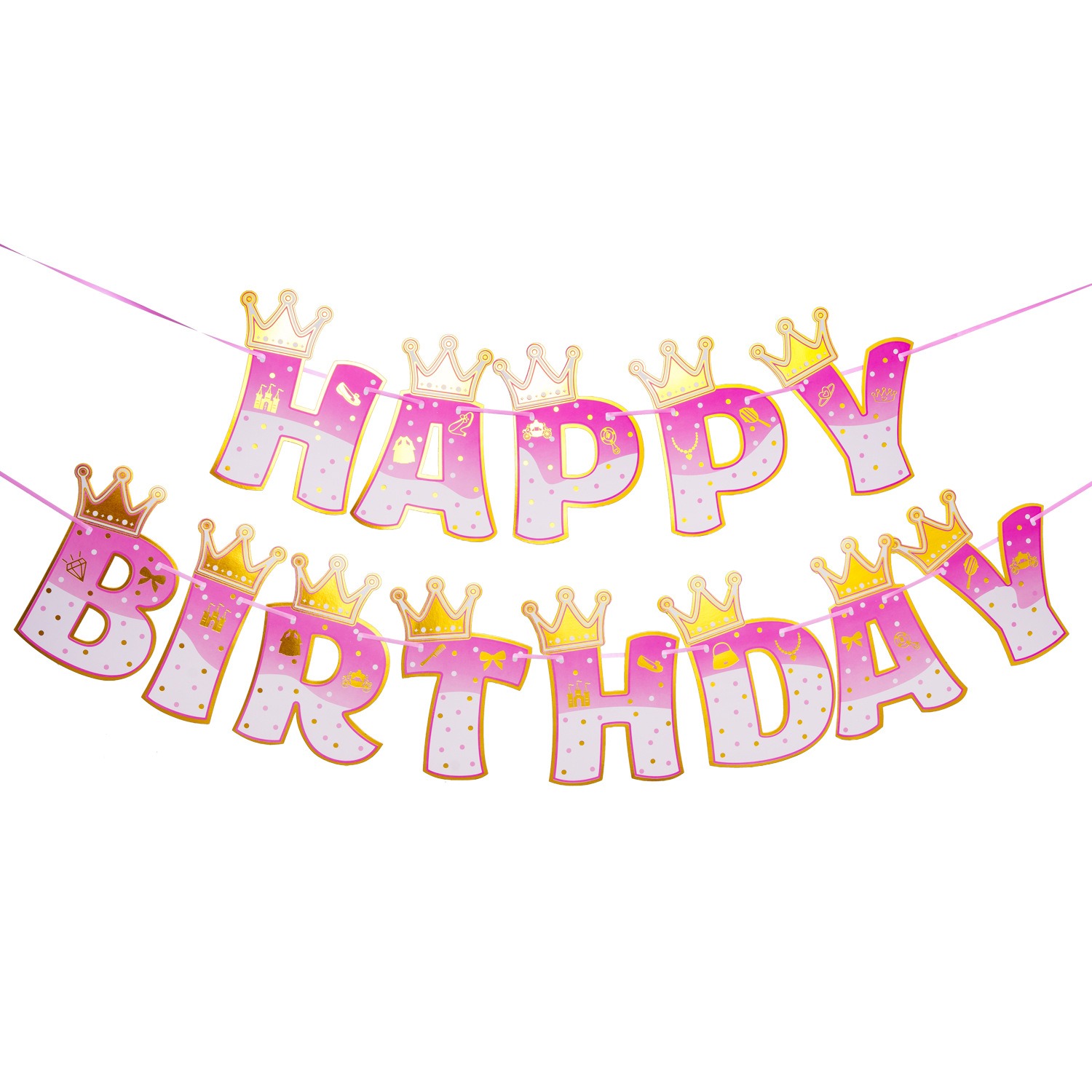 Pink Stamping Gold Crown Theme - Party Banner Gold avis et prix