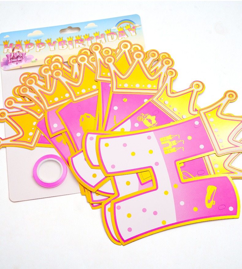 Pink Stamping Gold Crown Theme - Party Banner Gold avis et prix