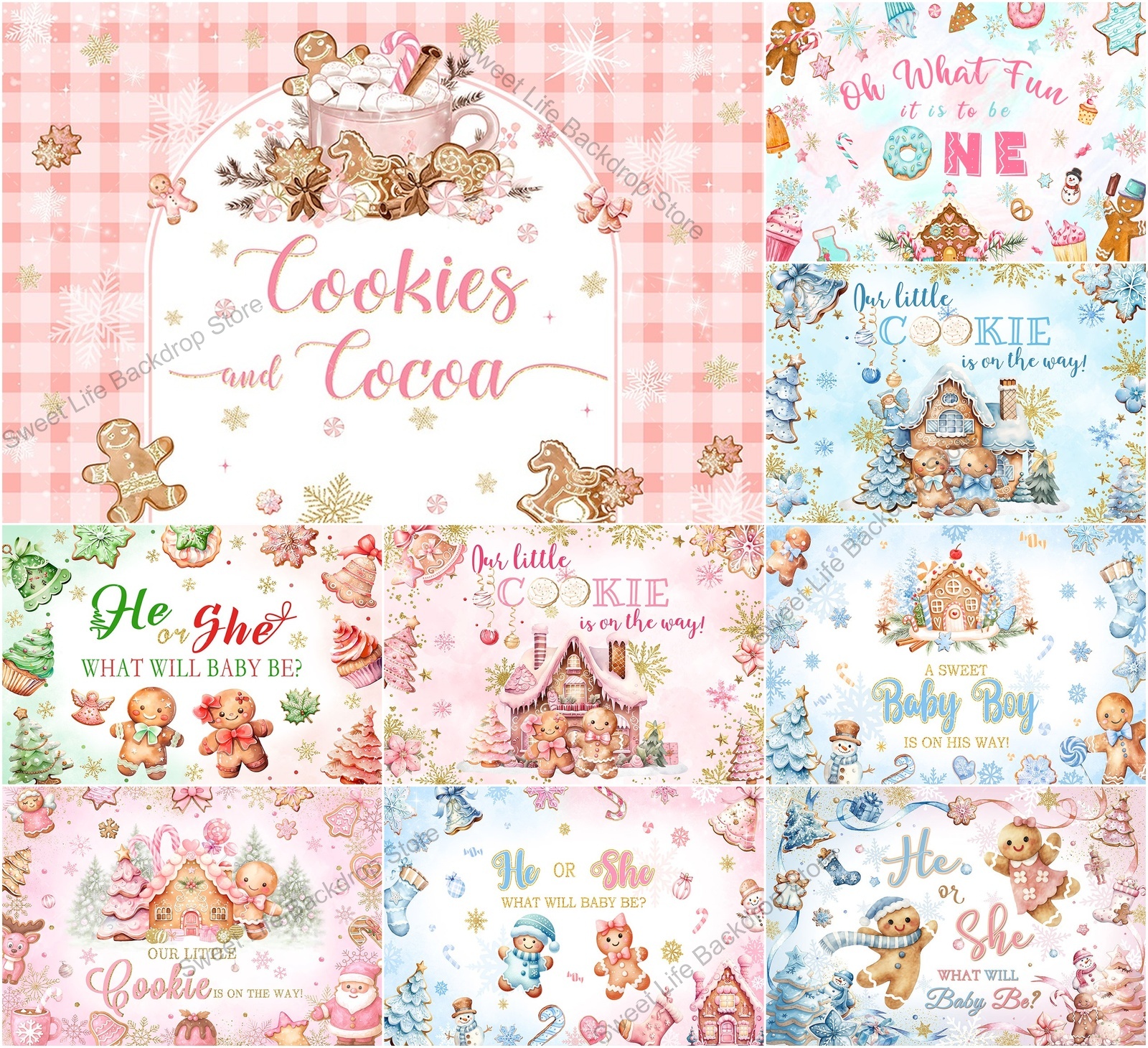 Christmas Gingerbread Baby Sho - Dessert Table Backdrop avis et prix