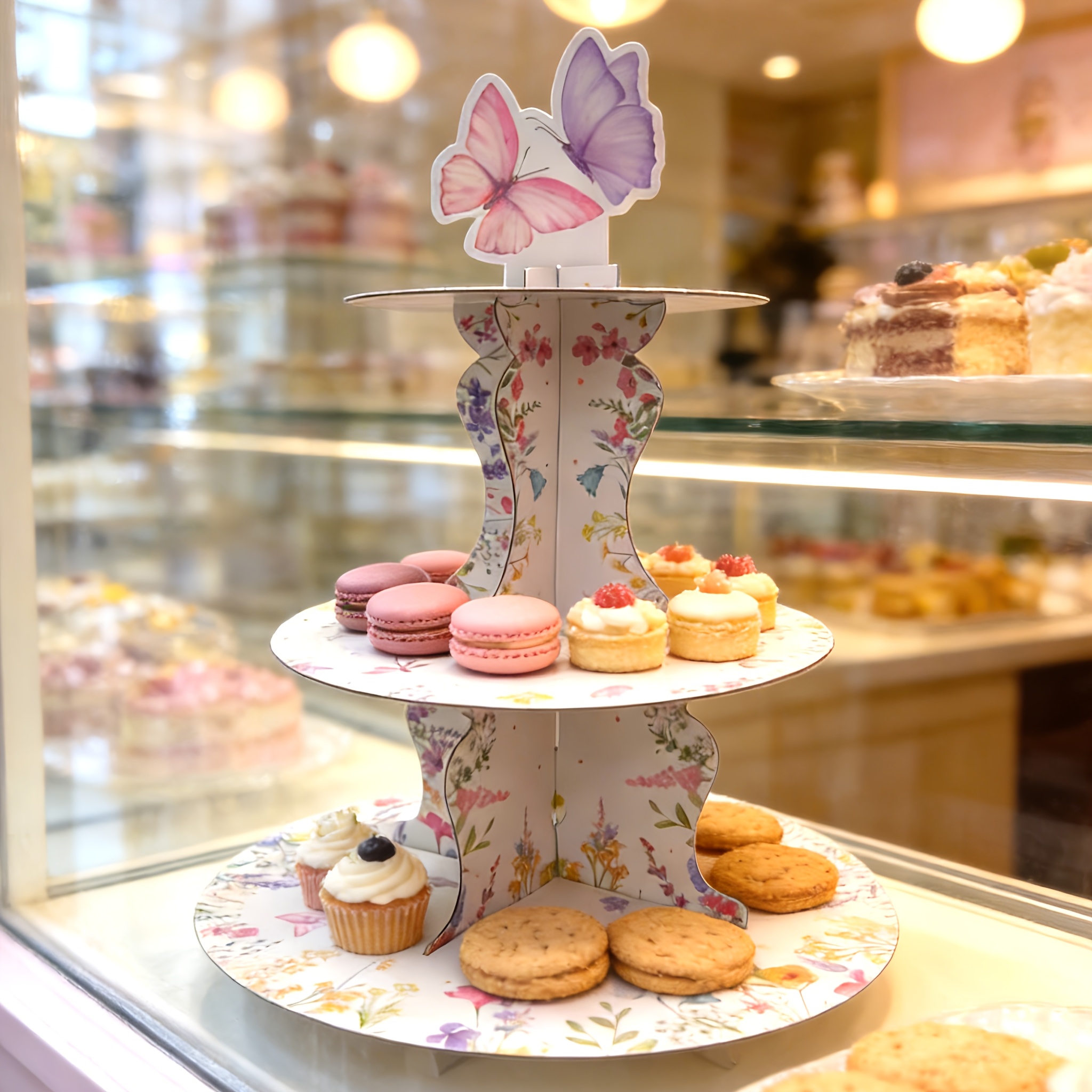 3-Tier Wildflower Butterfly Ca - Cupcake Stand Tier avis et prix