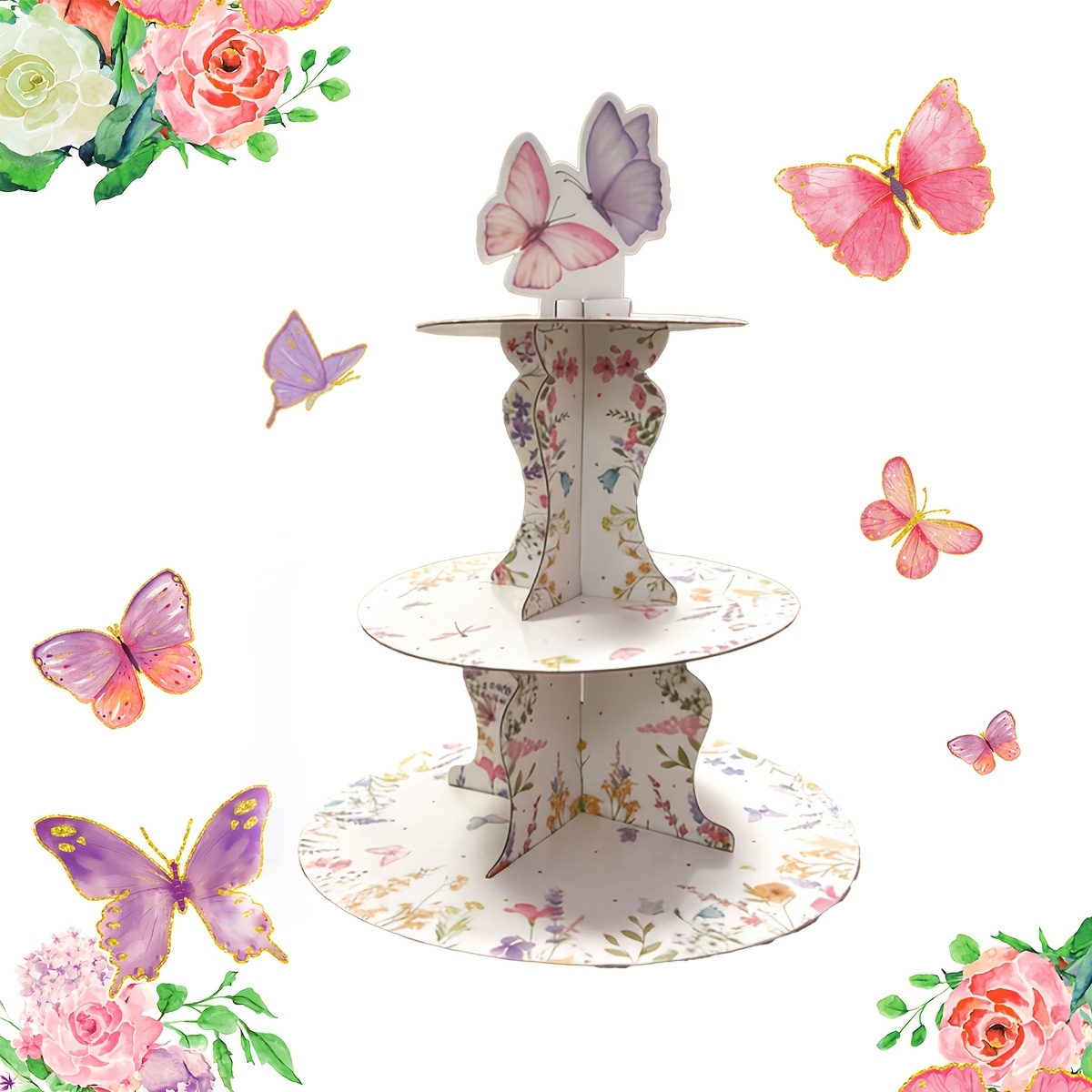 3-Tier Wildflower Butterfly Ca - Cupcake Stand Tier avis et prix