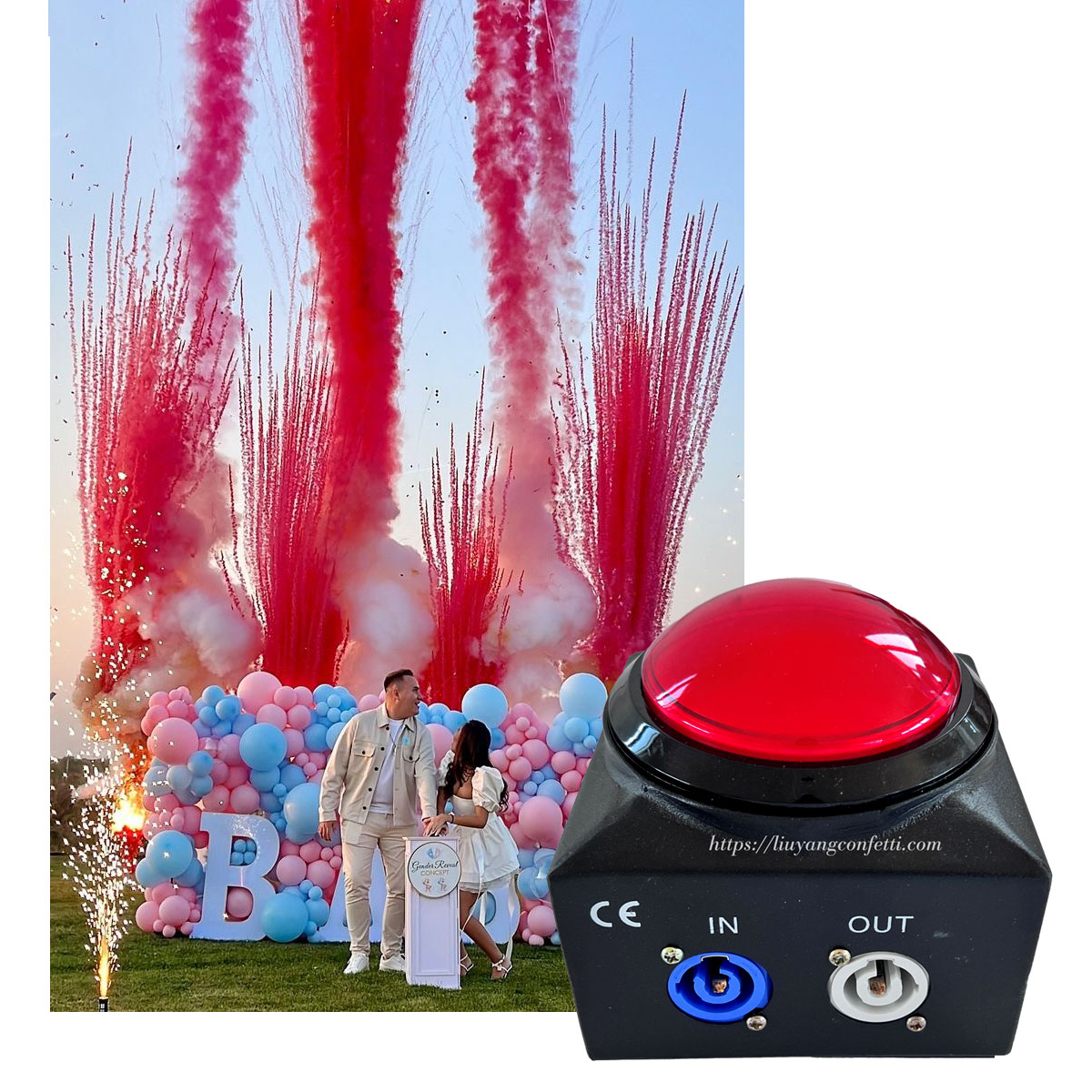 Gender Reveal Red Button Contr - Confetti Cannon Tube avis et prix