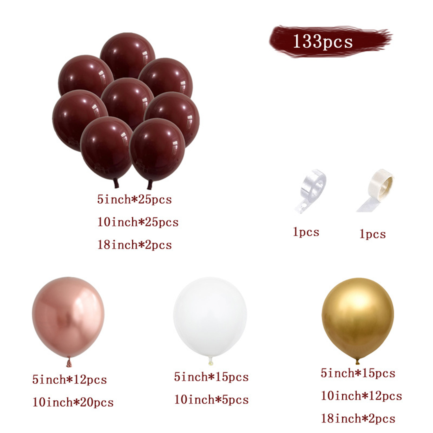 Garnet Balloon Set Garland Arc - Party Event Supplier avis et prix
