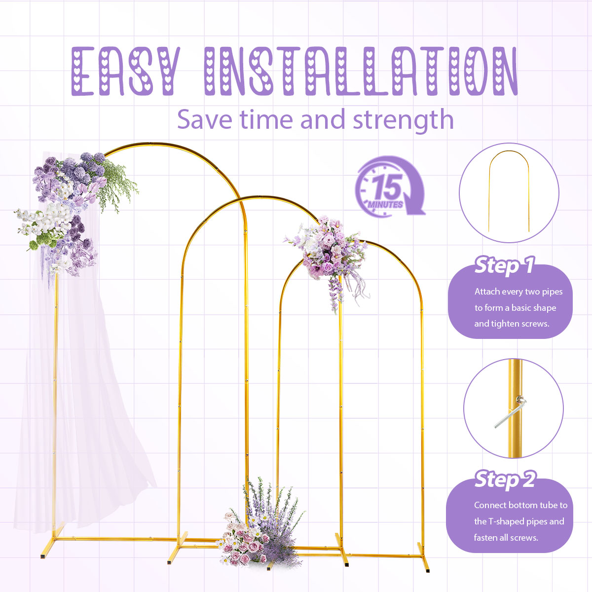 3Pack Golden Metal Arch Kits,  - Balloon Arch Kit avis et prix