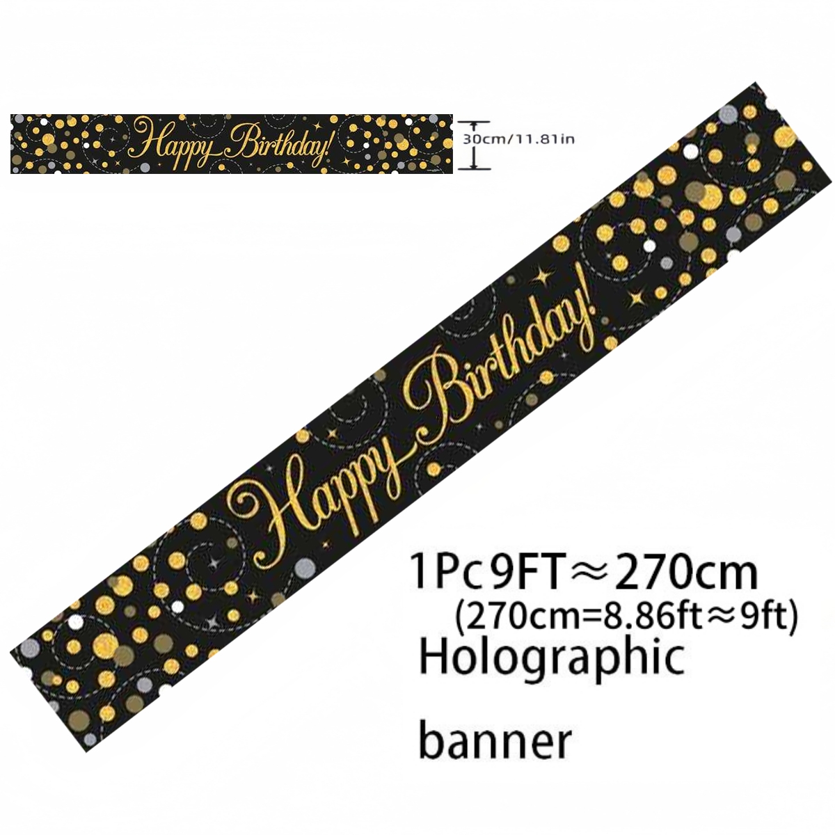 Black Gold Holographic Birthda - Party Banner Gold avis et prix