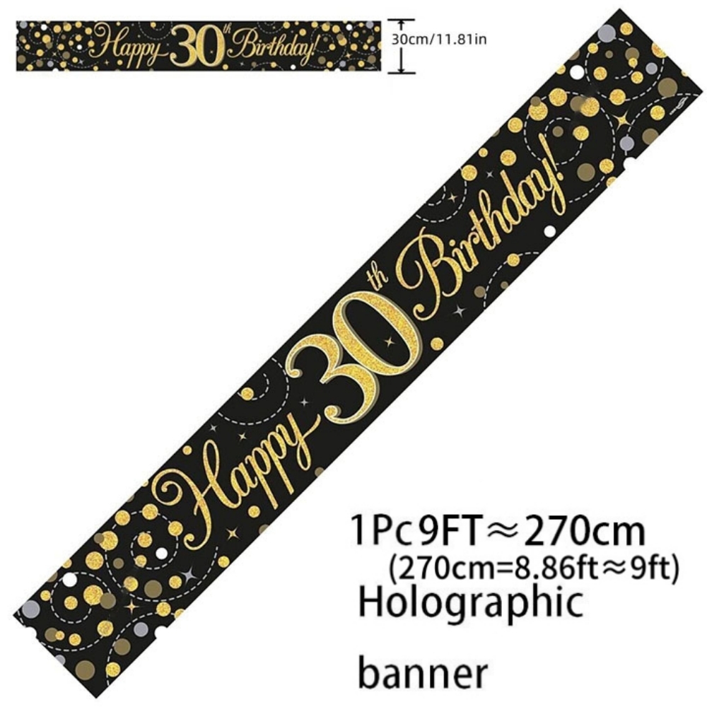 Black Gold Holographic Birthda - Party Banner Gold avis et prix