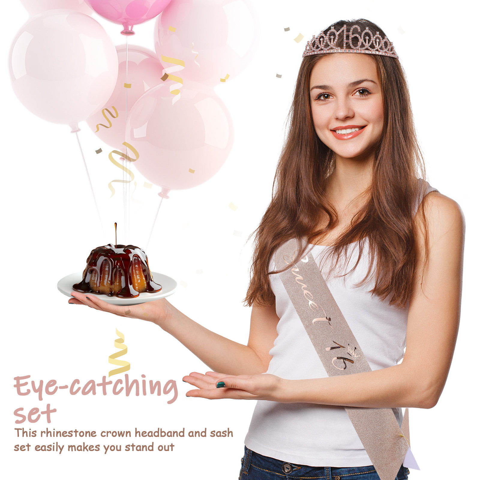 1Set Glittering Birthday Tiara - Birthday Sash Glitter avis et prix